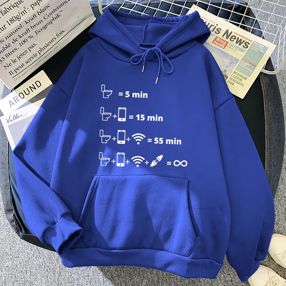 Toilet phone sign Prints man Hoodies Comfortable Fleece Warm Pocket Sweatshirts Casual Loose Pullovers men Female Sportswear