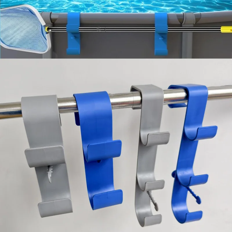 

2Pcs Pool Pole Hanger Pool Deck Accessories With Double Hook Pool Skimmer Hook Telescopic Adjustable Fence Storage basket Hooks