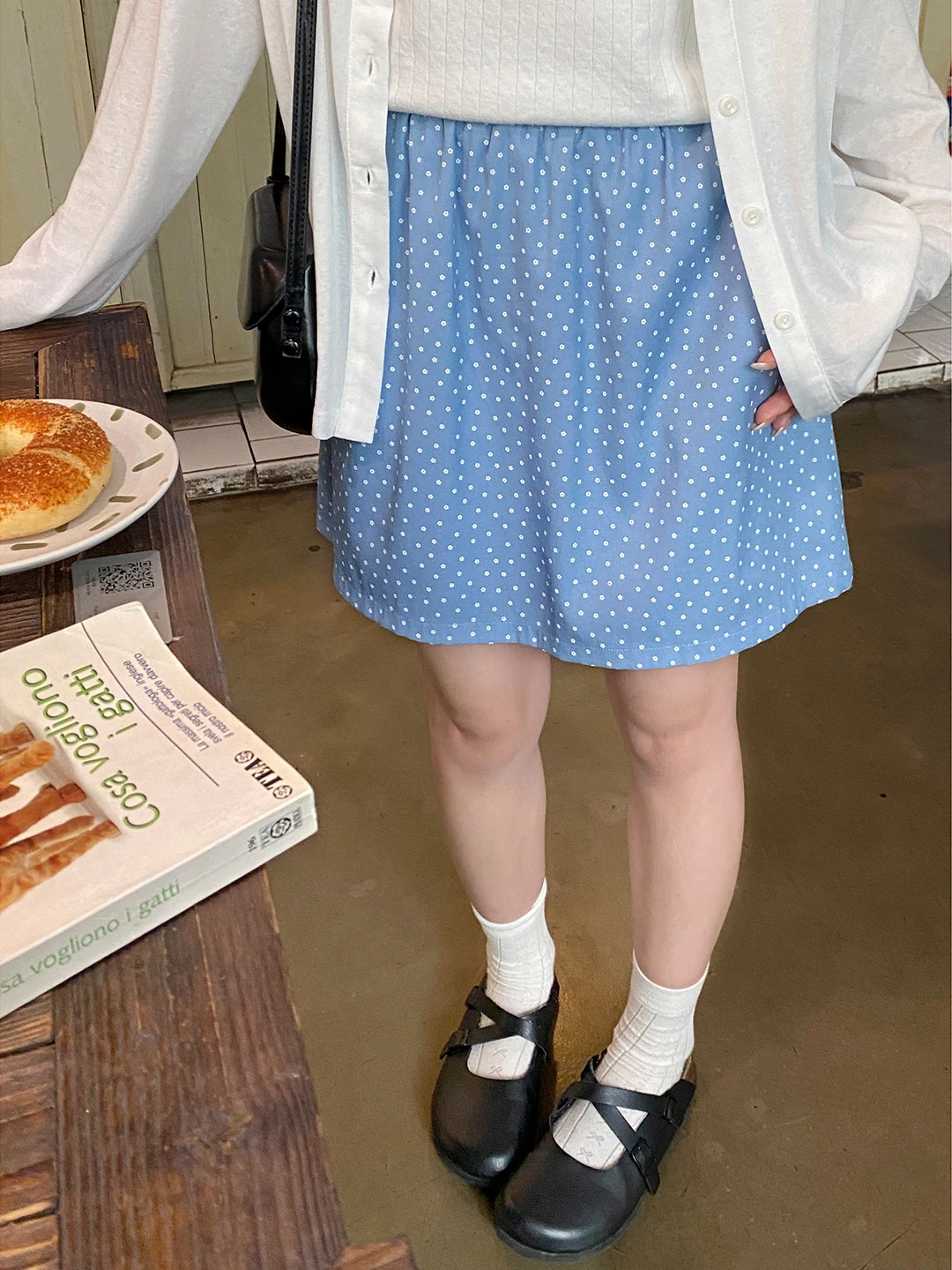 

Женская летняя юбка Milk Rabbit Pl с эластичным поясом, в горошек, укороченная, с принтом, для похудения, повседневная, 2025