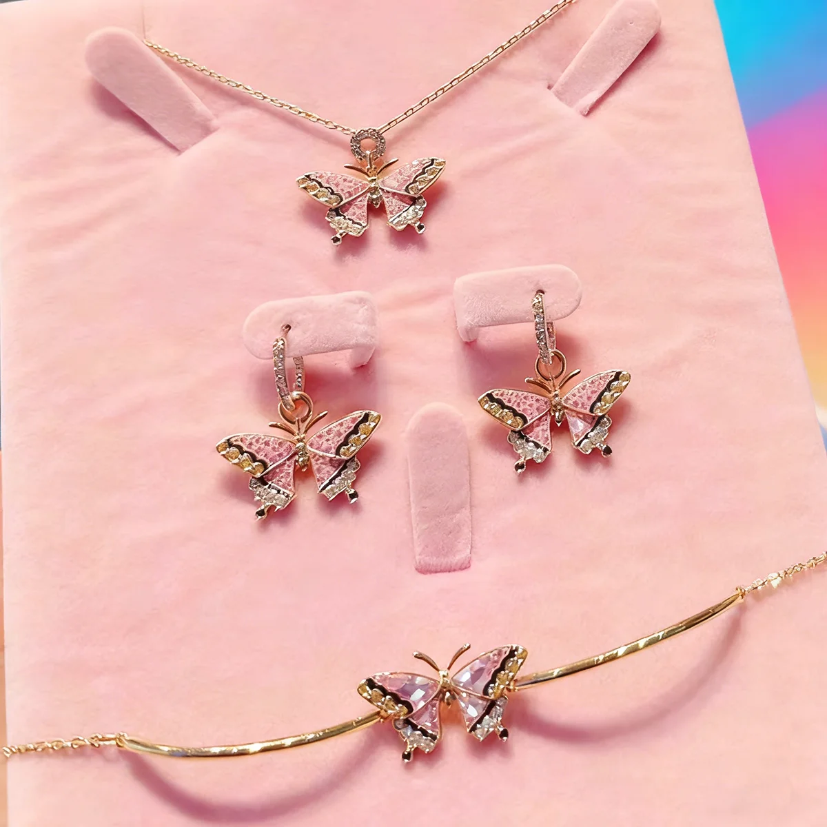 

New Trend Luxury Insect Necklace Earrings Bracelet 2025 Original Fine Jewelry Set Charming for Women Romantic Gift