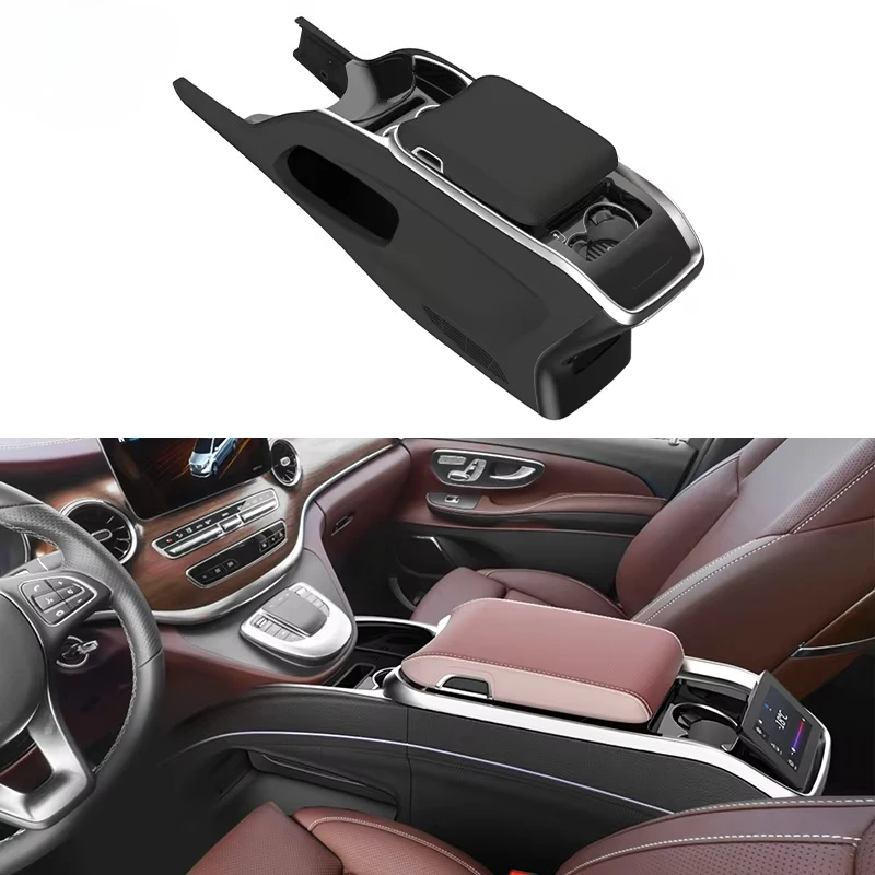 

Подлокотник-бокс для центральной консоли автомобиля с подстаканником и USB-зарядкой, из кожи и АБС-пластика, для V-Class V250/V260 2018-2023