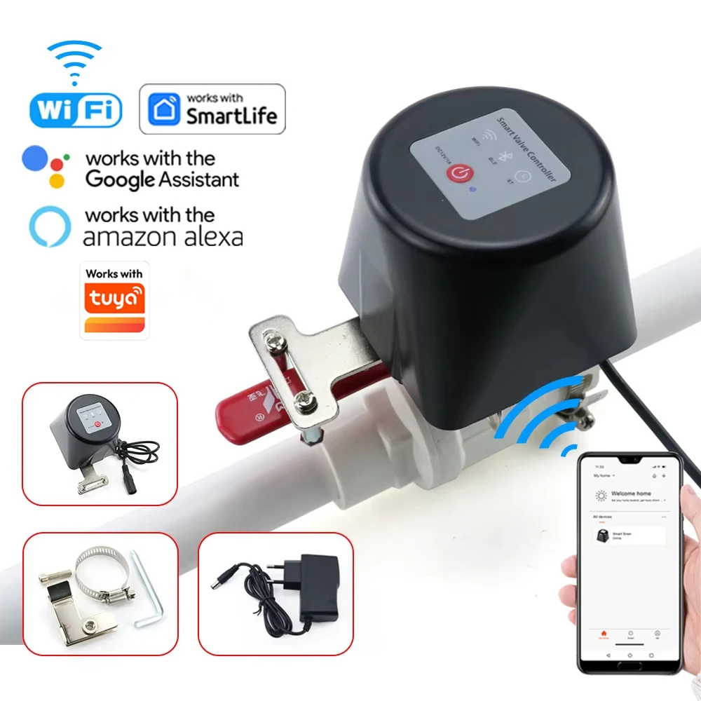 

Smart WiFi Gas Valve Manually Open Valve Manipulator Control Home Automatically Shut-Off Gas Controller Work with tuya APP