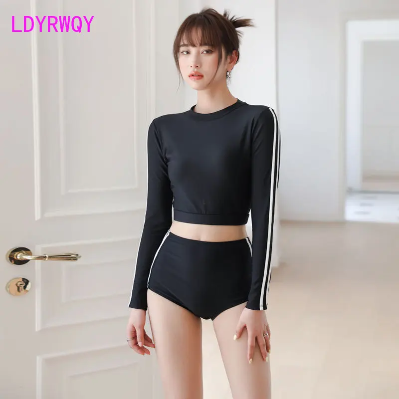 High Waist, Flat Angle Sun Protection, Slimming, and Belly Covering Hot Spring Resort Swimwear for Women's Bikini