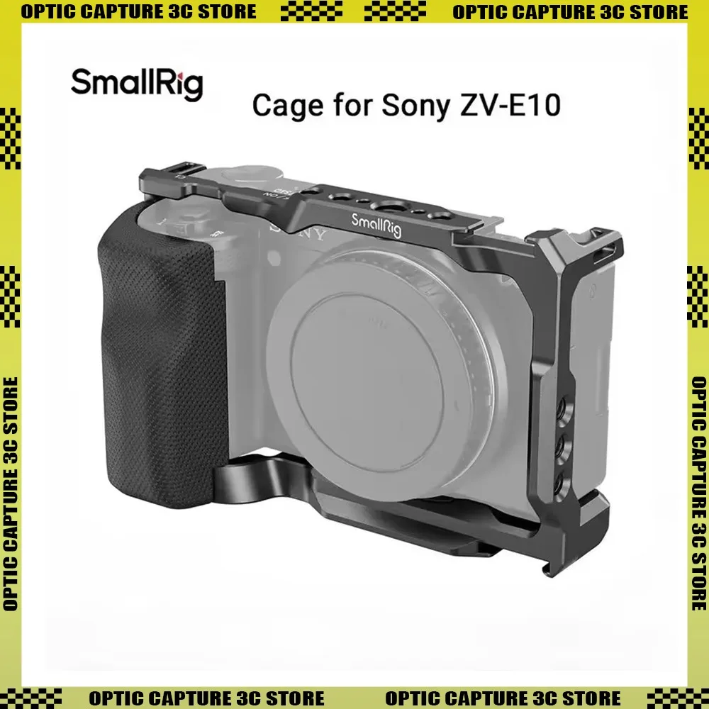 

SmallRig for Sony ZV-E10 Cage with Silicone Grip and Built-in Quick Release Plate for Arca-Swiss Cage Rig Kit w Cold Shoe 3538
