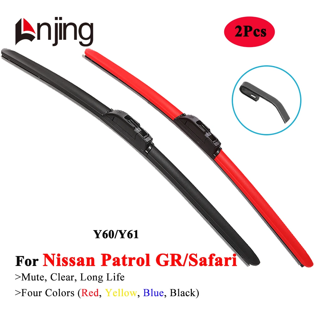 

LNJING Colorful Wiper Blades For Nissan Patrol GR Safari Y60 Y61 Pick Up 1988 1990 1995 1997 1998 2000 2002 2005 2008 2009 2010