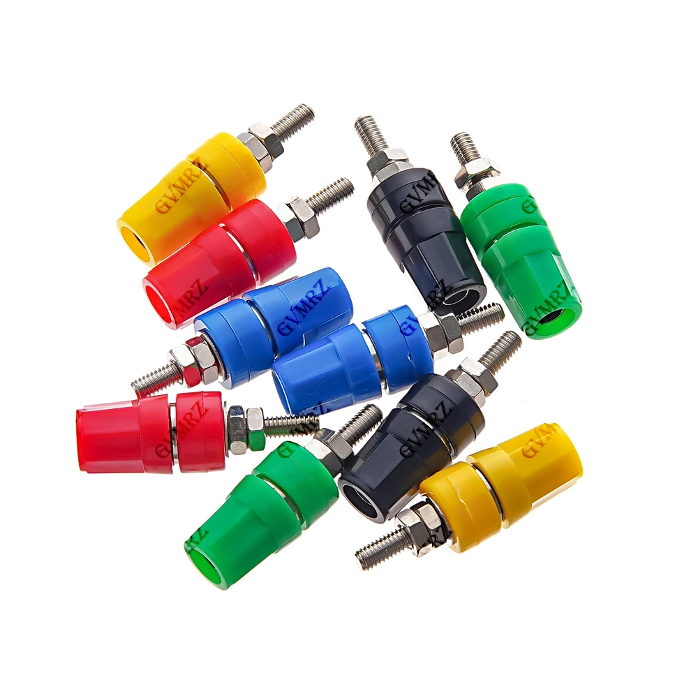 5PCS 4MM Yellow Black Red Banana Jack Socket M4X36 Pure Copper Terminal 20A Binding Post Banana Plug Connector M4*36 Blue Green