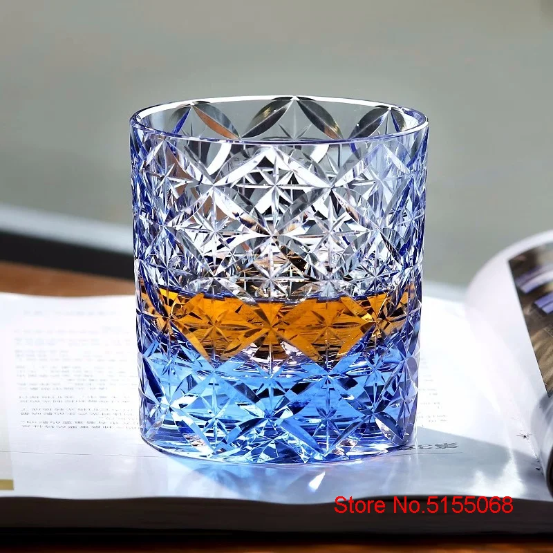 Imagem -04 - Crystal Starry Sky Whisky Cup Starlight Edo Kiriko Gravura à Mão Heavy Whisky Rock Copos de Vinho de Licor xo Tumbler Caixa de Presente k9