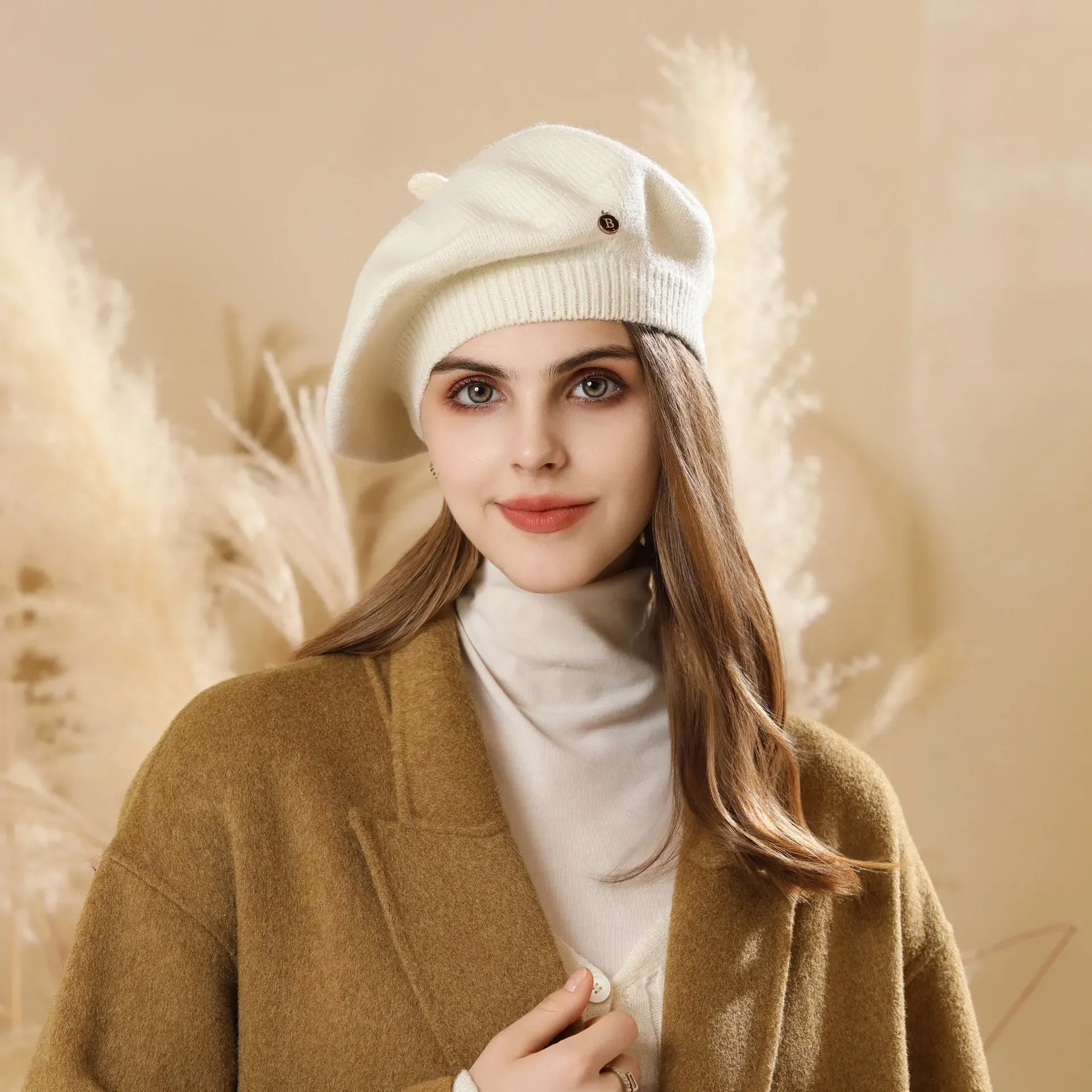 

Luxury Stars Women's Wool Beret Winter Warm Beanie Hat Fashion Girl's French Painter Hats Vintage Female Berets Caps