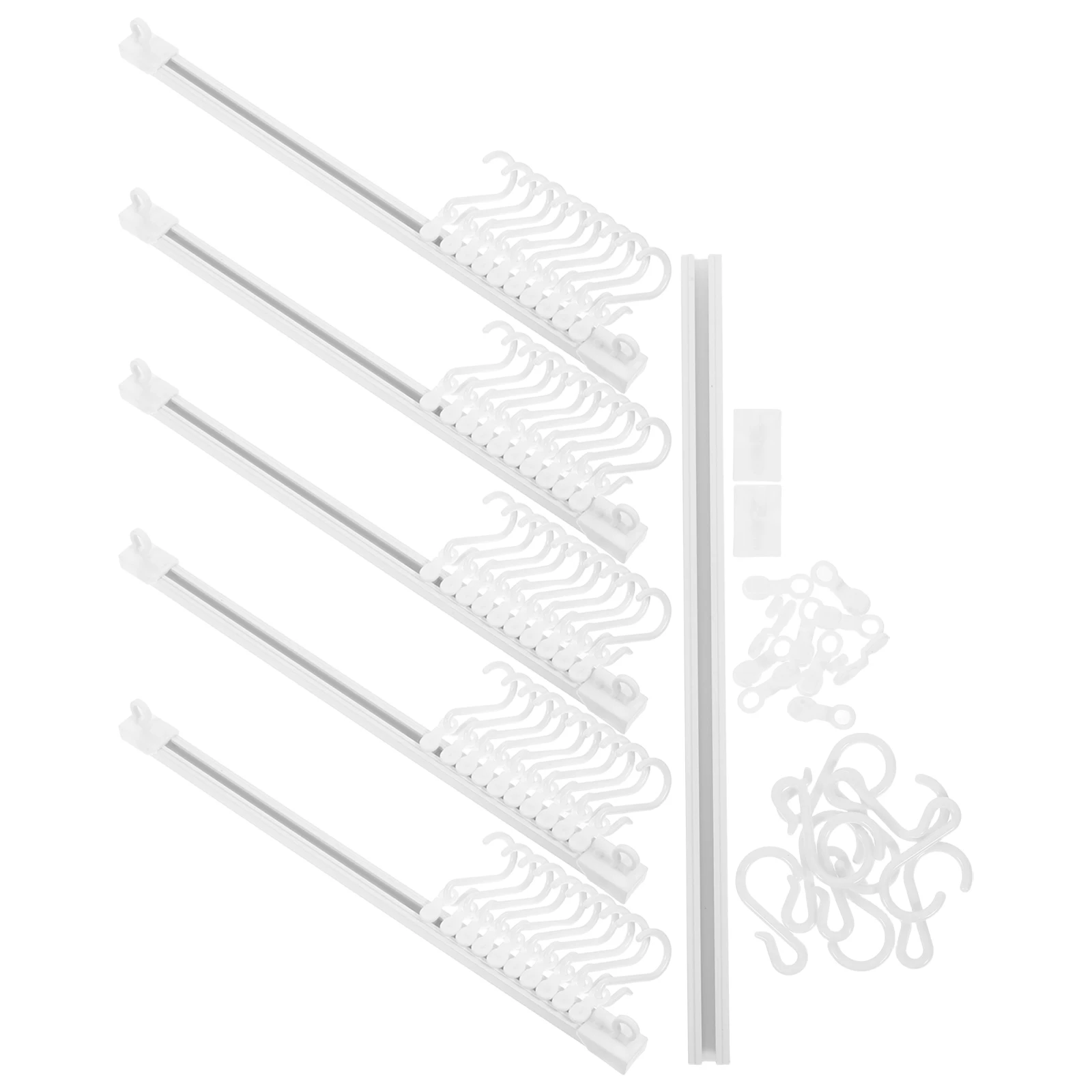 

Wall Mounted Sliding Hooks 6 Sets Plastic Adhesive Rail Kitchen Bathroom Bedroom Office Hanging Rack No Punching Strong Support
