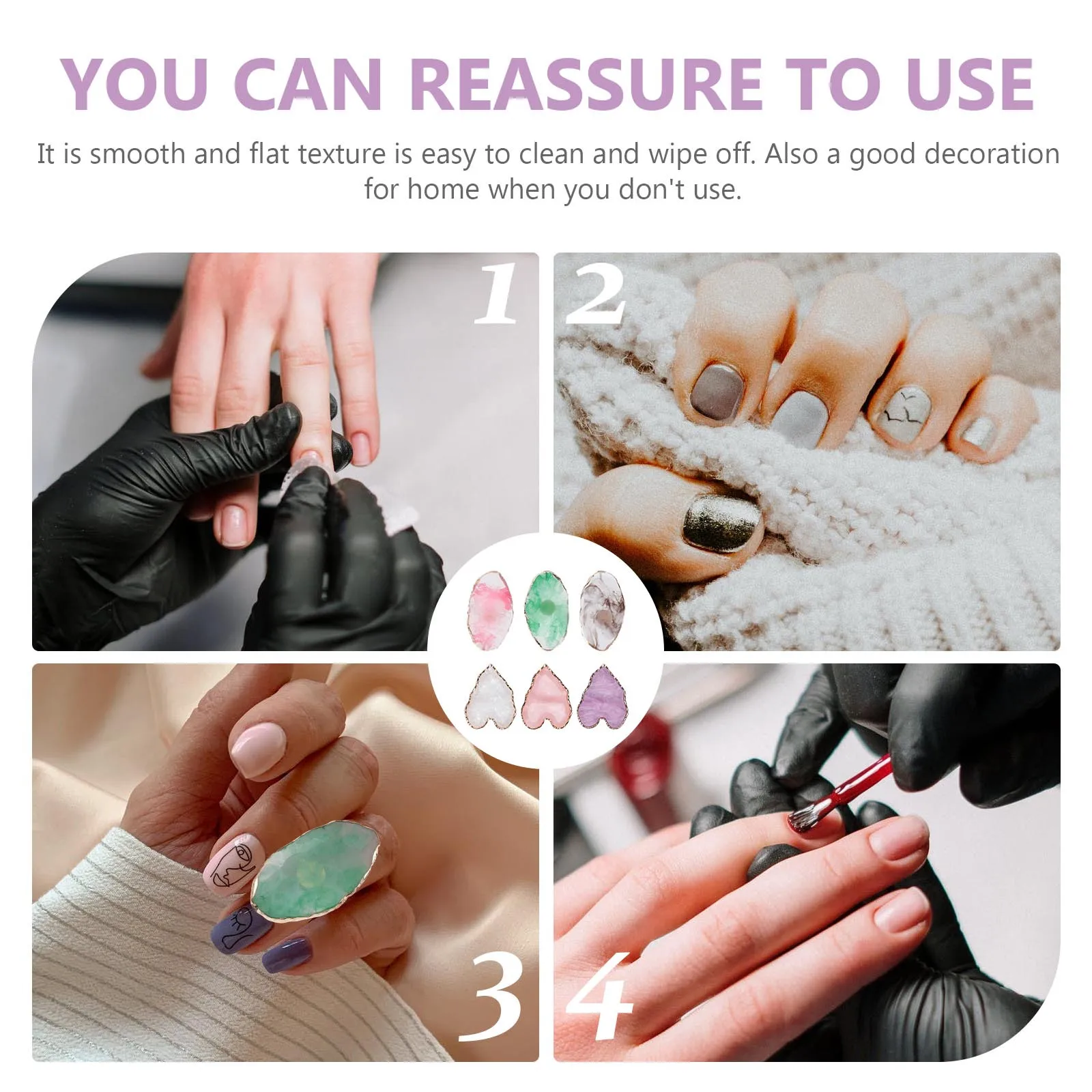 

6Pcs Resin Nail Art Pallets Nail Color Mixing Plates Polish Holder Display Manicure Tools Color Plate Manicure Paint Tray