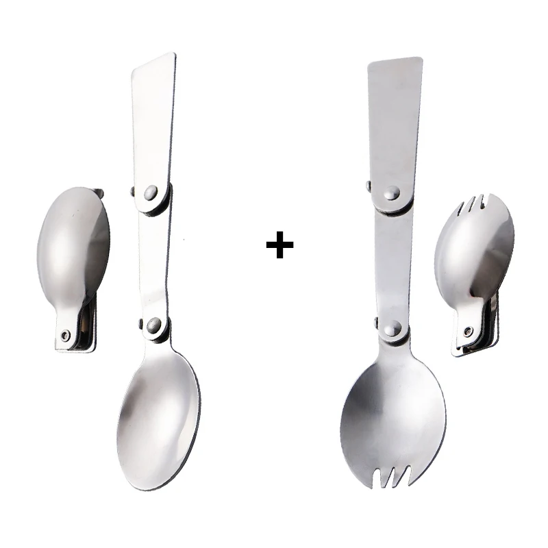 

Уличные складные ложки, рисовые ложки из нержавеющей стали 304, пикник, вилка, ложка, барбекю, путешествия, портативная посуда