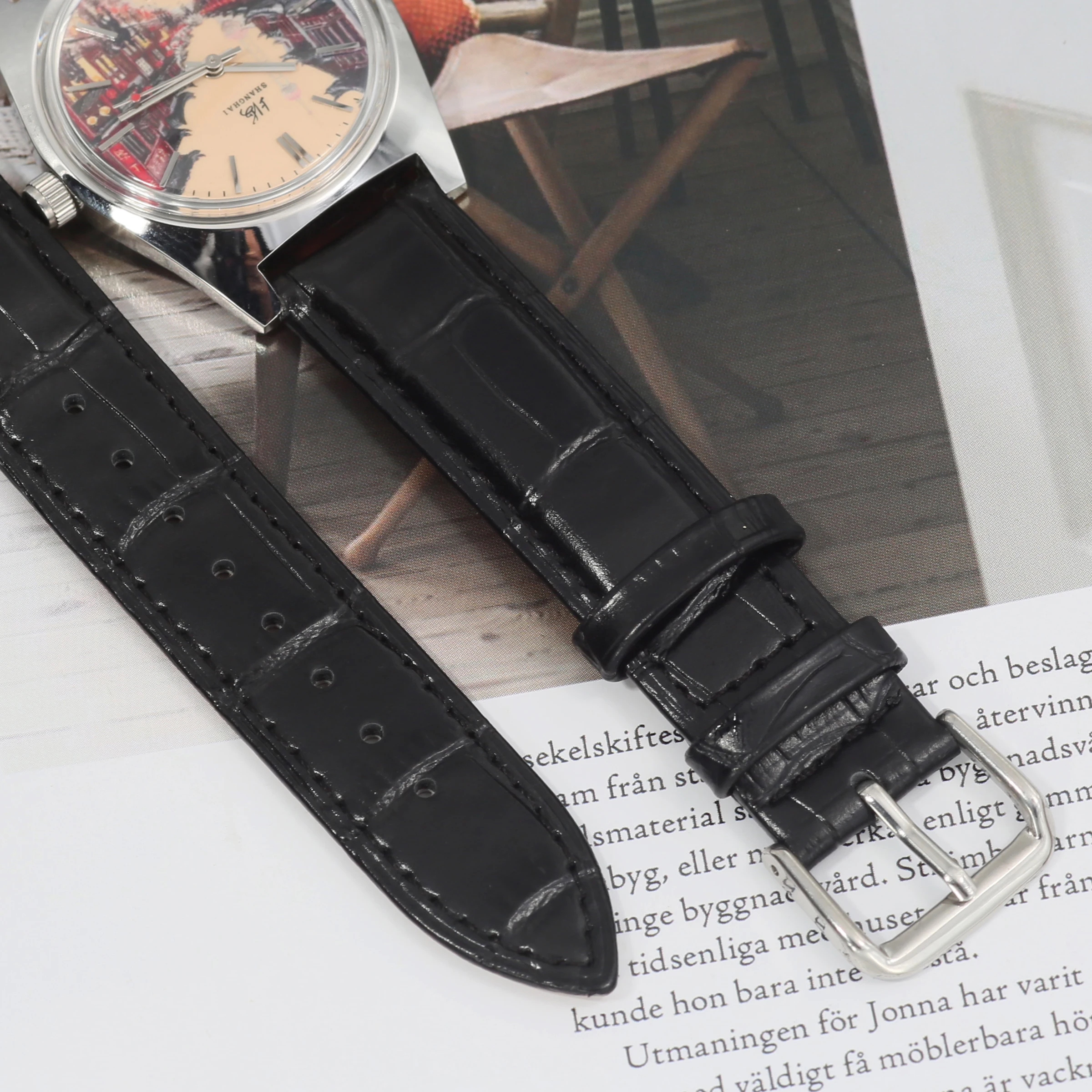 Shanghai 36mm Handaufzugs-Mechanische Uhr 7120 Wasserdichte Bauhaus-Design-Uhr für Herren mit Emaille-Zifferblatt – Detail 10