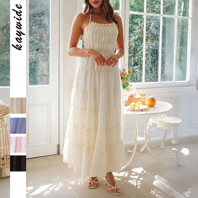 

Vacation Casual Style Sexy Hanging Neck Strap Dress