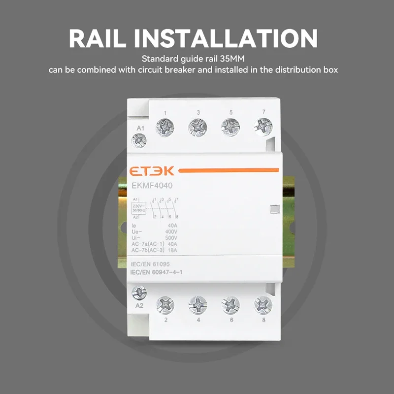 Modular Contactor Automatic 2P 4P 230V 380V Single-phase Three-phase 25A 40A 63A 2NO 2NC 4NO Din Rail EKMF