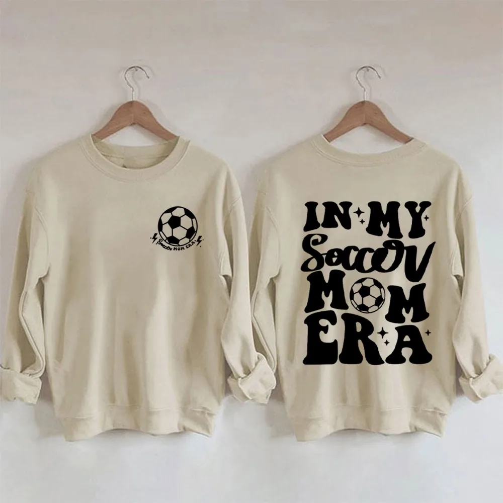 Rheaclots In My Soccer Mom Era Print Women's Cotton Female Cute Long Sleeves Sweatshirt