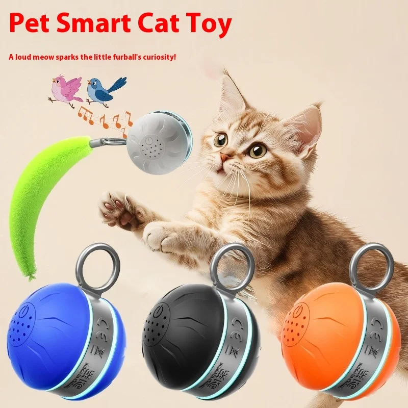 

Interactive Cat Toys for Indoor Cats with 3 Mouse Tails,Electric Cat Ball Toy,Automatic Spinning Moving 300mAh Type-C