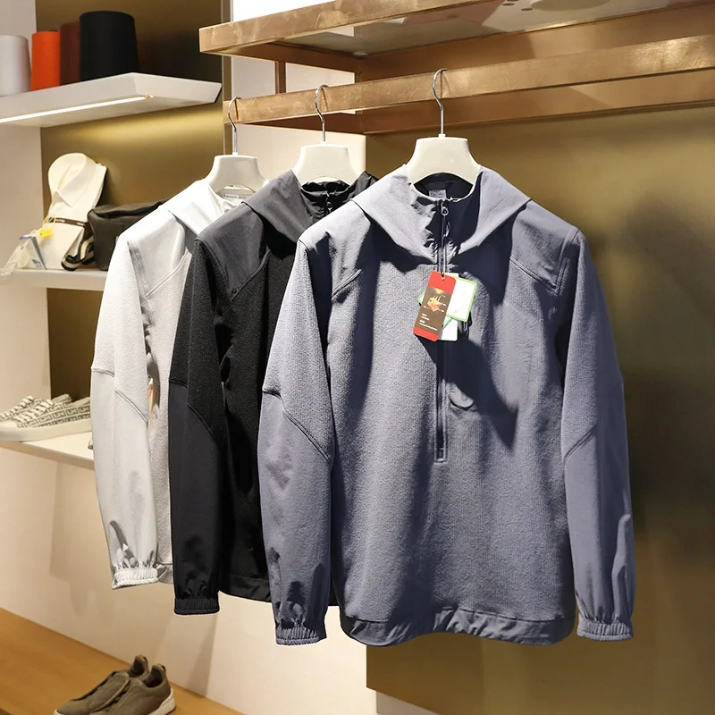 

Уличная мужская толстовка с капюшоном Fce Jaet, весенняя новинка, повседневная ветрозащитная теплая подставка из нейлона и спандекса, длинная свева на молнии