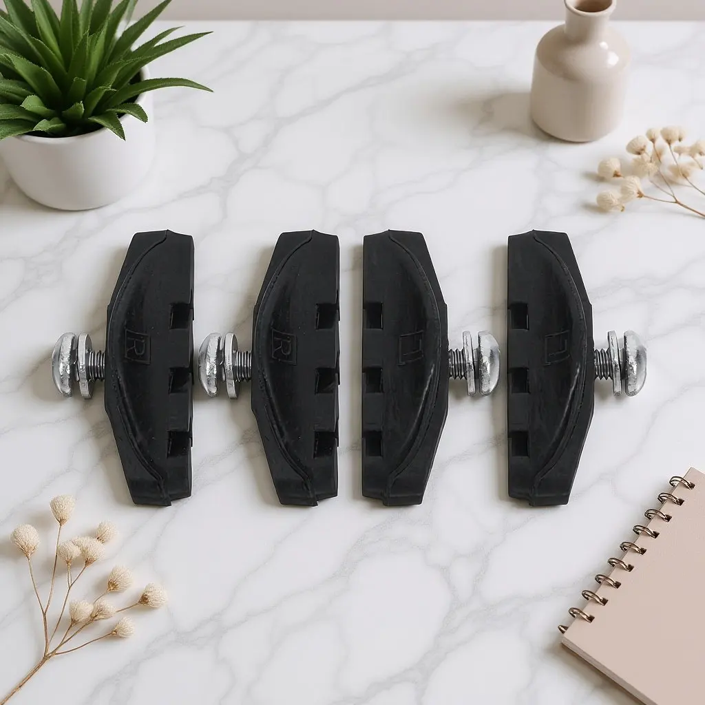 

2Pairs C-Brake Pads for Road Bikes V-Shaped Tank Grooves Wear Resistant Rubber Low Squeal Rim Safe Braking in Rain Or Mud