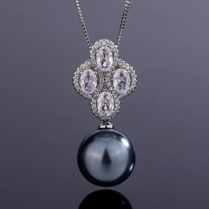 S925 silver-plated 18K gold-plated PT950 platinum fritillary pearl fashion temperament women's suit 14mm12mm