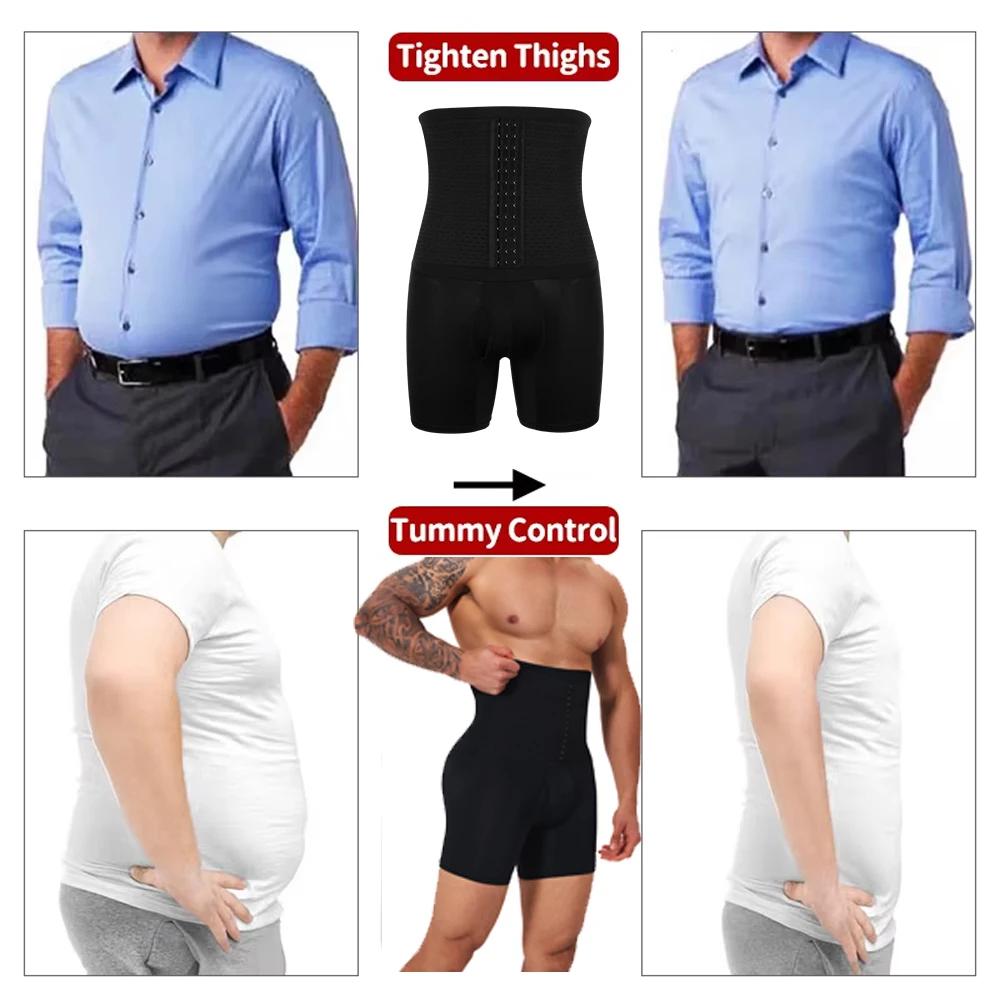 2 en 1 moldeador de cuerpo para hombre, pantalones cortos de compresión con Control de barriga, entrenador de cintura, ropa moldeadora, levantador de glúteos, ropa interior Boxer antirozaduras, nuevo en