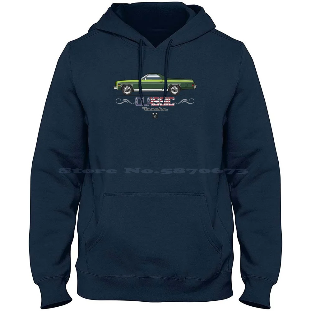 Green 73-77 Elcamino 100% Cotton Hoodie 1973 1974 1975 1976 1977 350 454 El Camino Drag Racing American Muscle Car