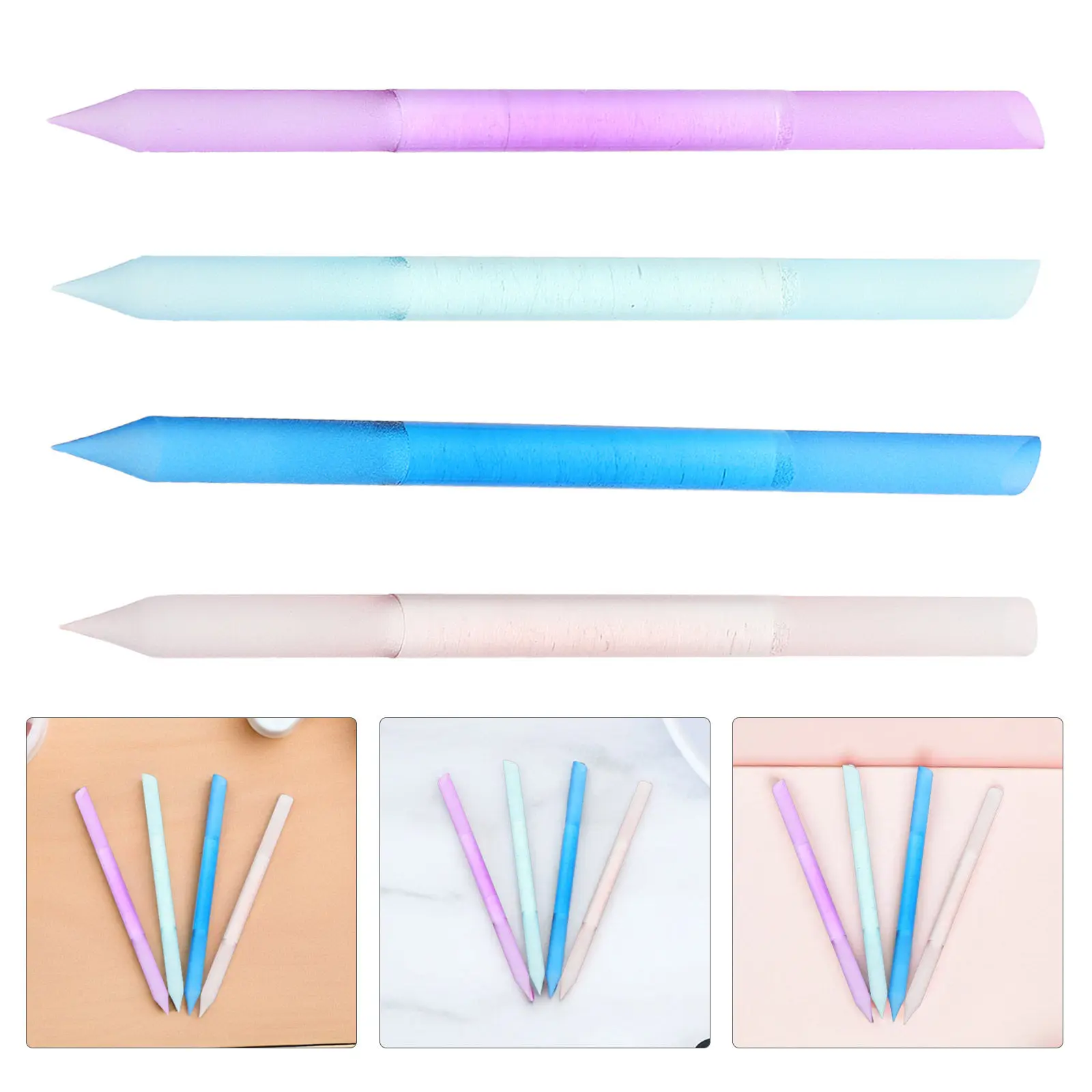 

4Pcs Nano Glass Manicure Stick Double Sided Cuticle Remover Filing Tool Precision Nail Polisher Frosted Grip Glass Nail Care
