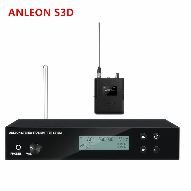 ANLEON S3D Беспроводная система внутриканального монитора 560-596 МГц UHF 8-канальная с батареей 17 часов Диапазон 100 м Hi-Fi стерео для живых выступлений