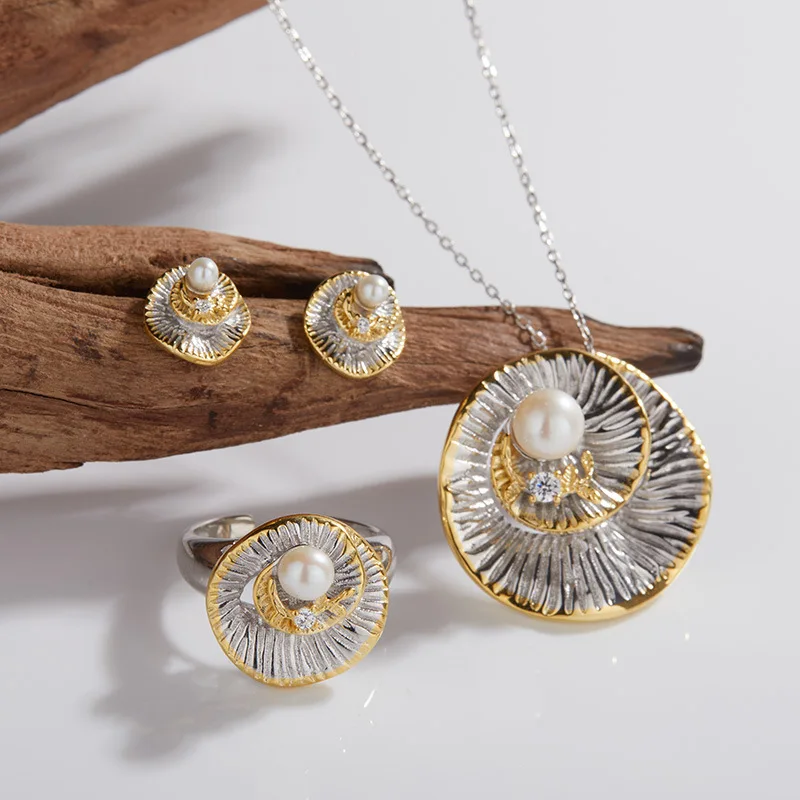 

Fashion EarringsS925Plating18KPure Silver Natural Pearl EarringsInsRetro Hong Kong Style Light Luxury High-End Feel Non-Fading