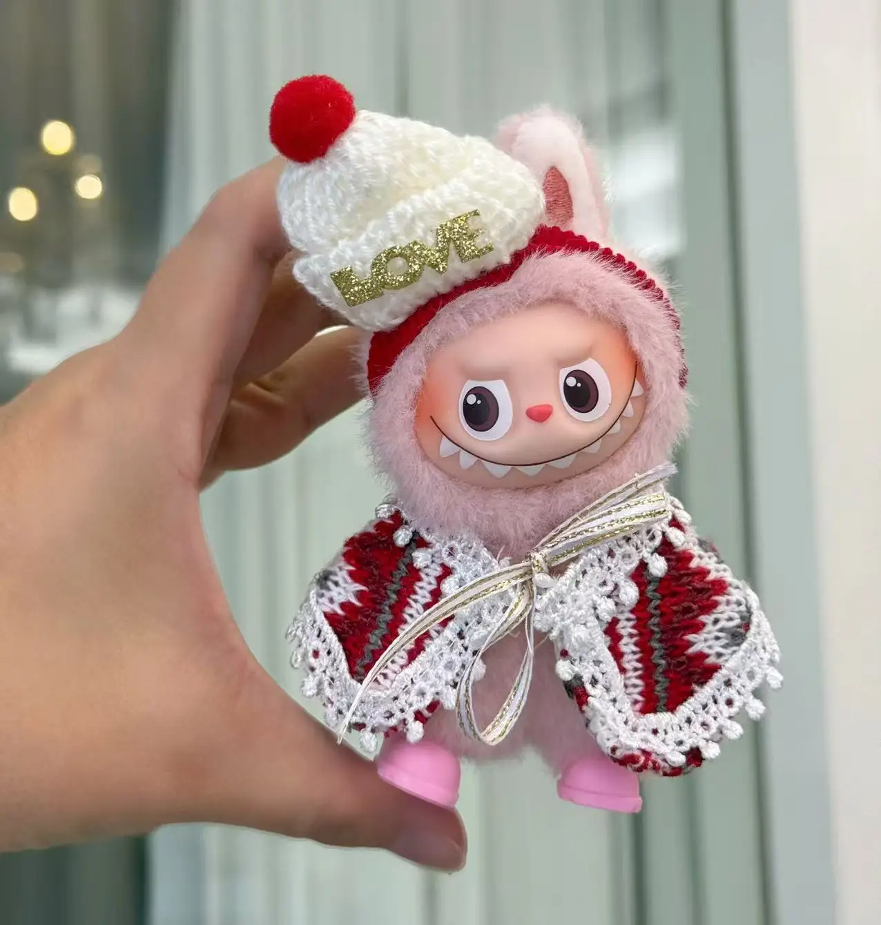 

For 10.5cm Labubu 4.0 Mini Doll Dress Overalls Bow Bib Set Christmas Gift Cute Outfit Casual Wear Ropa Labubu Doll Accessories