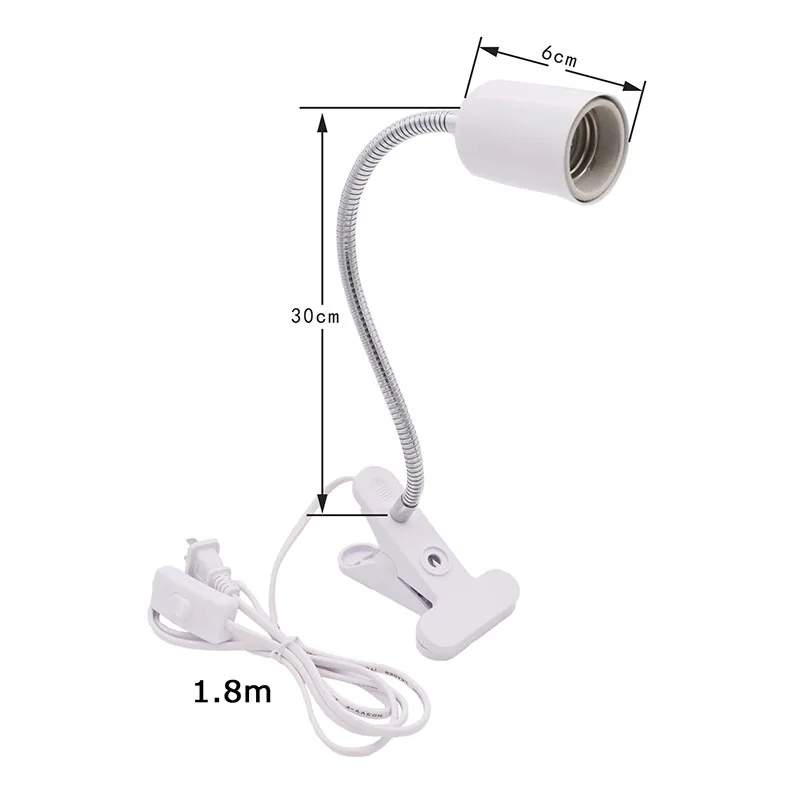 E27 360 ℃   Supporto per luce girevole con cavo di alimentazione USA UE da 1,8 m Portalampada a LED Clip per lampada termica UVA per rettili