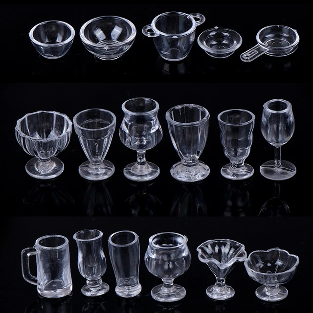 17Pcs/Set Mini Transparent Kitchenware Toy Drink Cups Dish Plate Tableware Miniatures DIY Pretend Play 17Pcs/Set Mini Transparent Kitchenware Toy Drink Cups Dish Plate Tableware Miniatures DIY Pretend Play