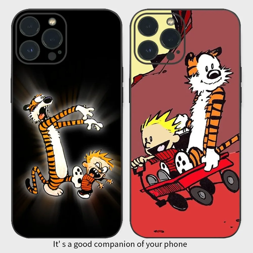 Cartoon C-Calvin And H-Hobbes Phone Case  For iPhone16 15 14 13 12 Mini 11 Pro XS Max X XR SE5 6 7 8 Plus Soft Silicone Cover