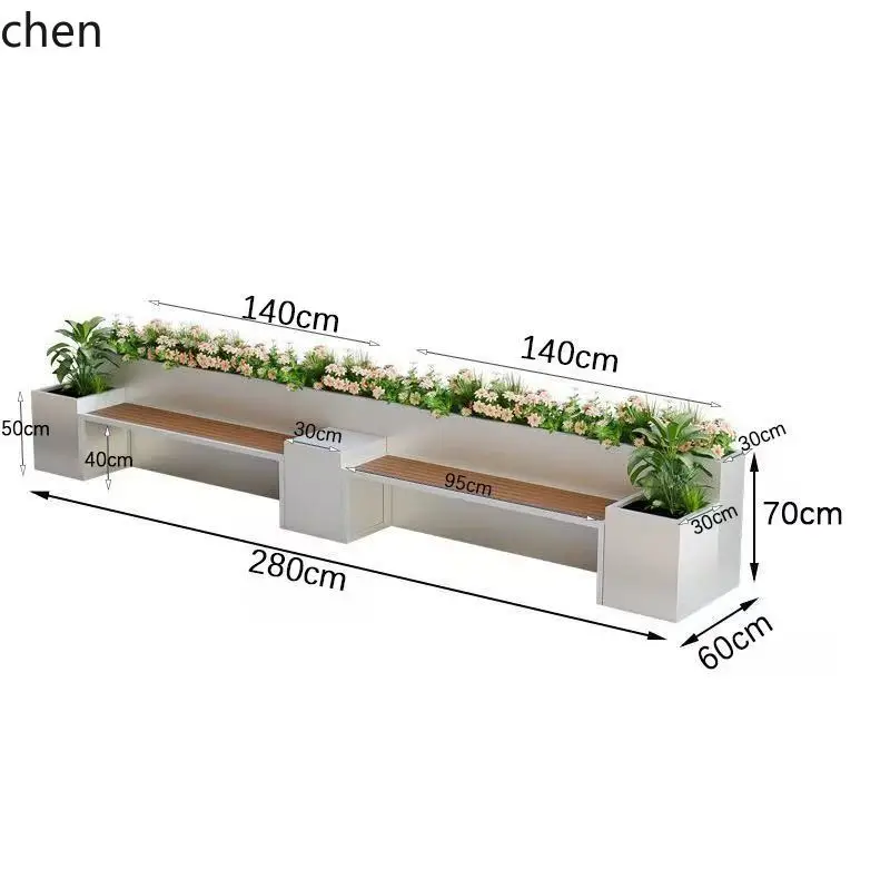 

ZML outdoor seat seat stool card seat flower box combination wrought iron rest stool landscape flower pool outdoor balcony