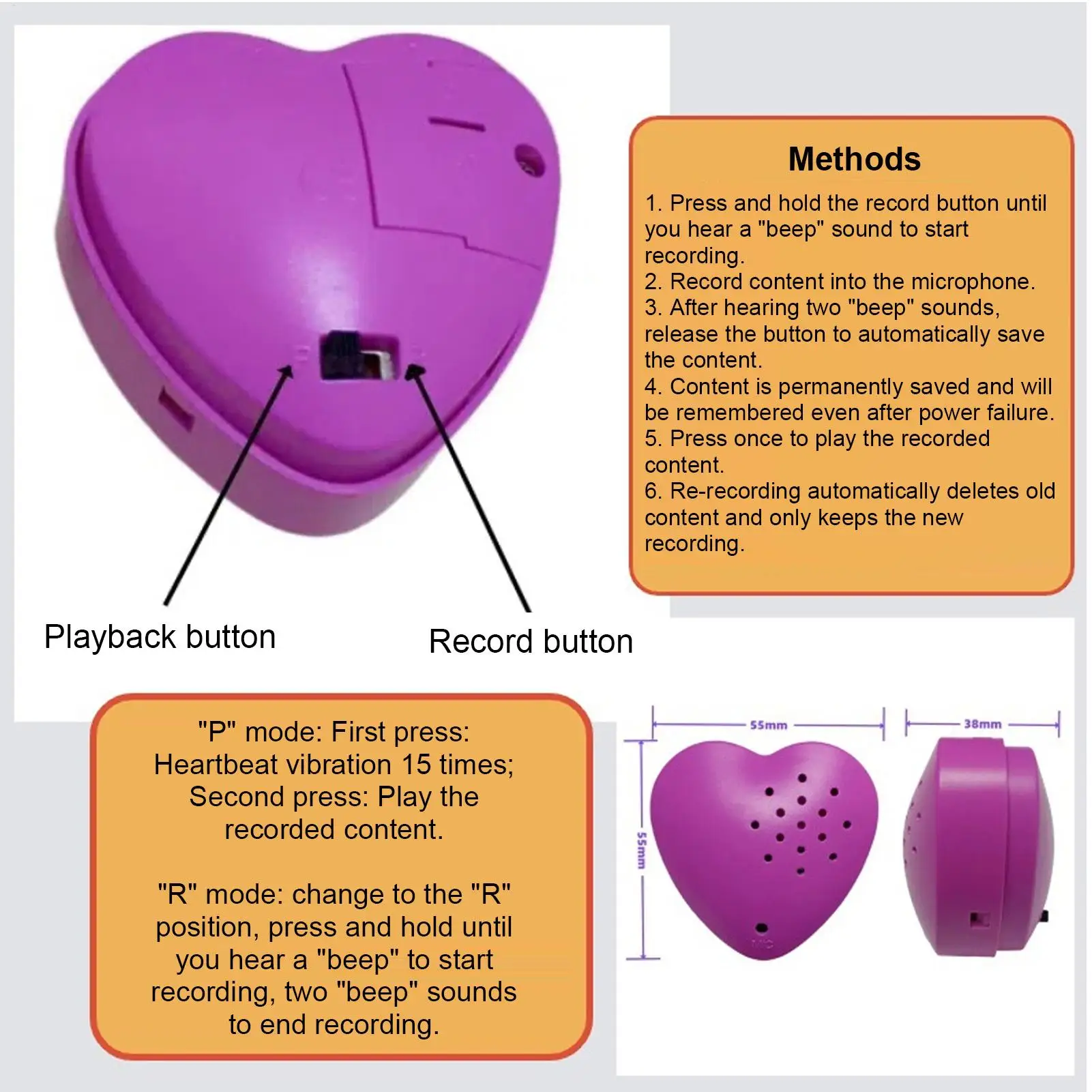 

Записывающее устройство для сердцебиения животных: 30-секундный записываемый звук, имитирующий сердцебиение, для щенков, кошек, домашних животных, детей, для дрессировки и сна