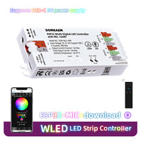 ESP32 WLED LED Controller Built in Microphone DIY Dynamic Mode UART Type-C Download App Control Alexa Voice RF 2.4G WLED Remote