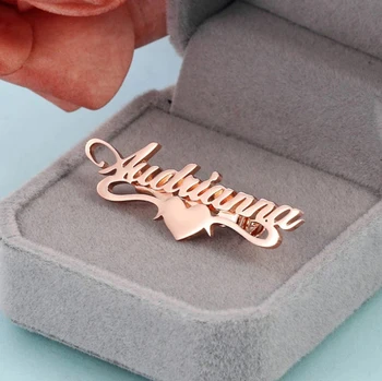 Broche personalizado, alfileres de nombre personalizados de acero inoxidable, broche con placa de identificación, asistencia de reuniones, regalo de boda, logotipo personalizado