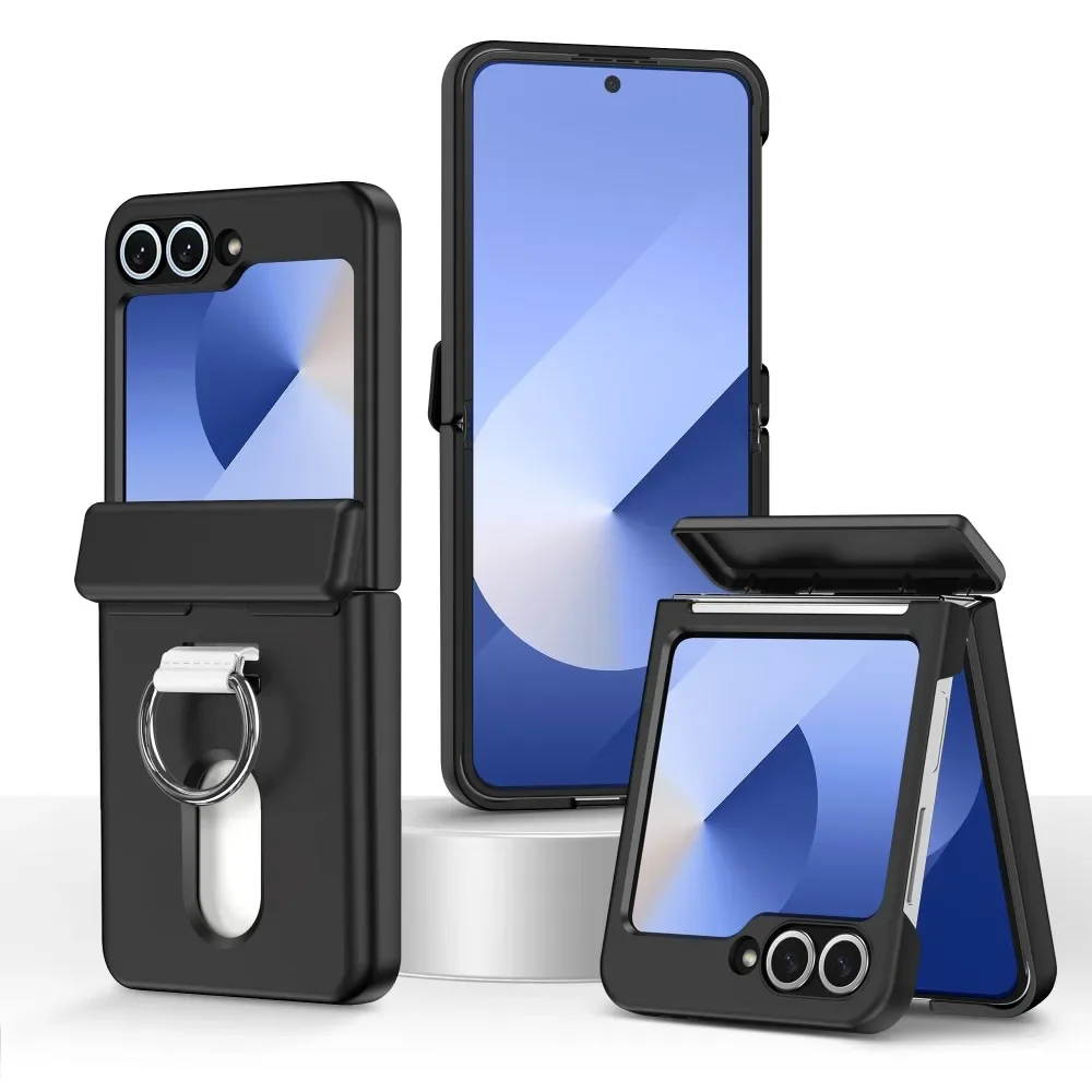 Kartenhalter Ring Scharnier Schutz Handyhülle für Samsung Galaxy Z Flip 7 6 5 Flip7 Flip6 Flip5 Harte stoßfeste Schutzhülle