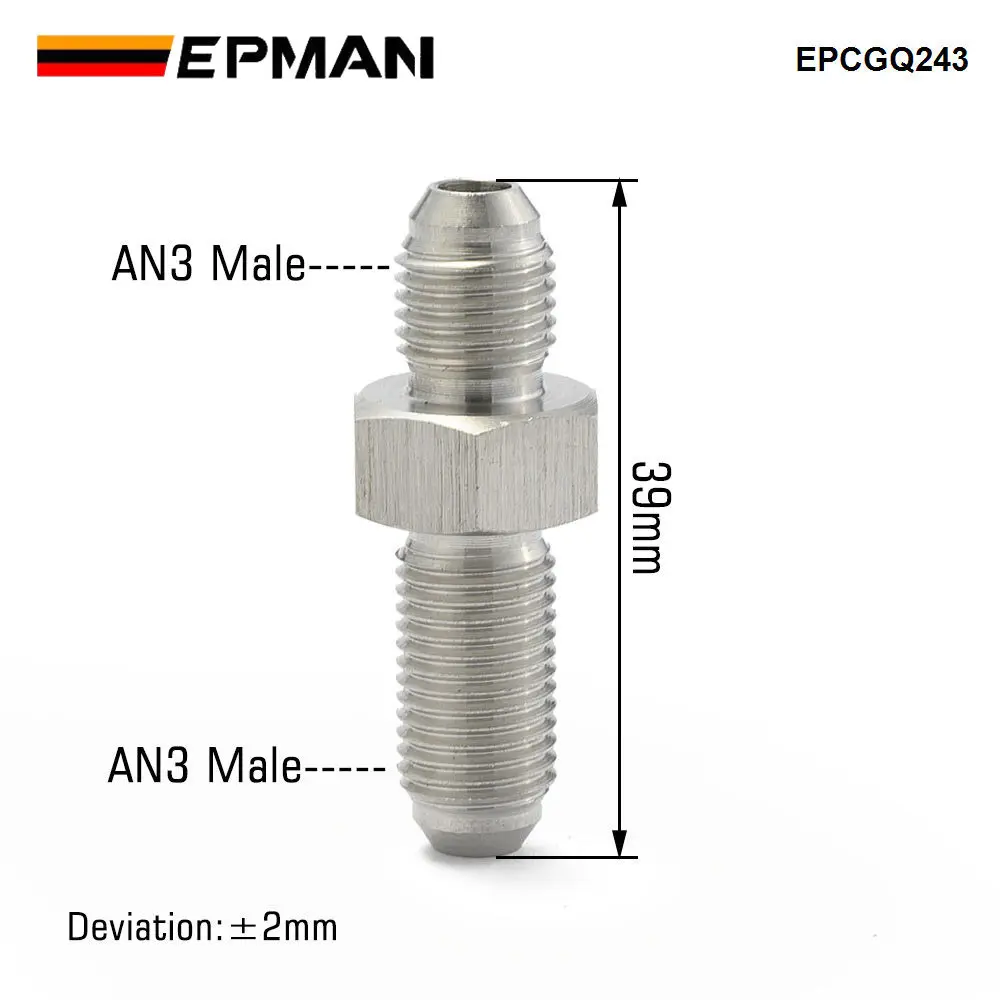 EPMAN uniwersalna stal nierdzewna-3 od 3 do 3, męski prosty Adapter grodziowy wąż paliwowy montażu EPCGQ243 — zdjęcie 3