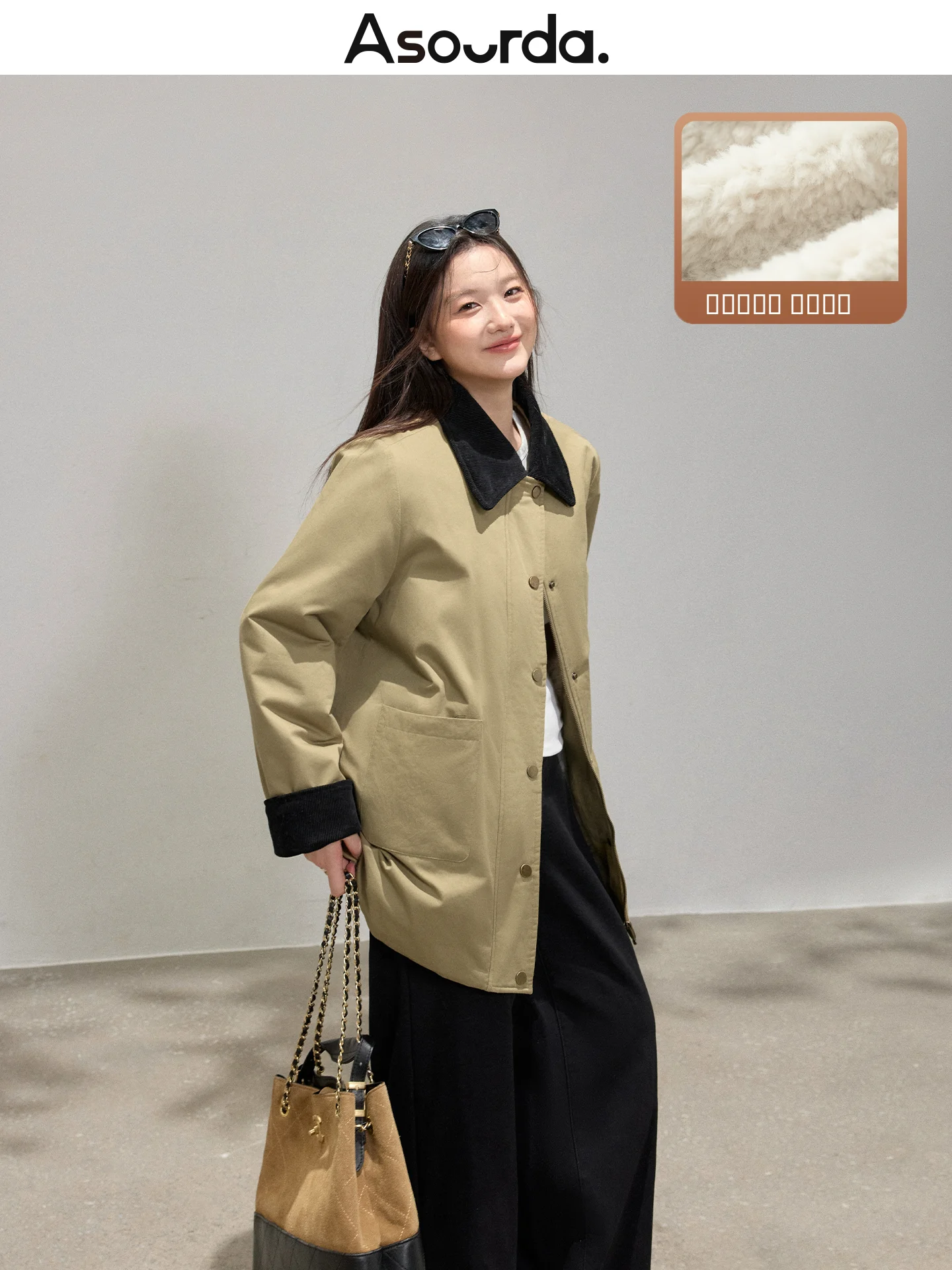 

Thiened Long Jaet for Women Loose Collar Warm Cotton Coat Large Size Barna Faion Magazine Outerwear Simple Sle Commute