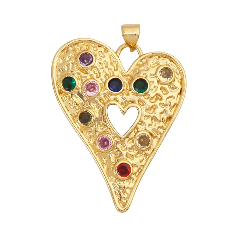 Mode Bunte Zirkon Brenn Liebe Herz Charm Anhänger, Echt 18K Gold Überzogene Halskette Armband DIY Handgemachten Schmuck Liefert S26 – Detail 24