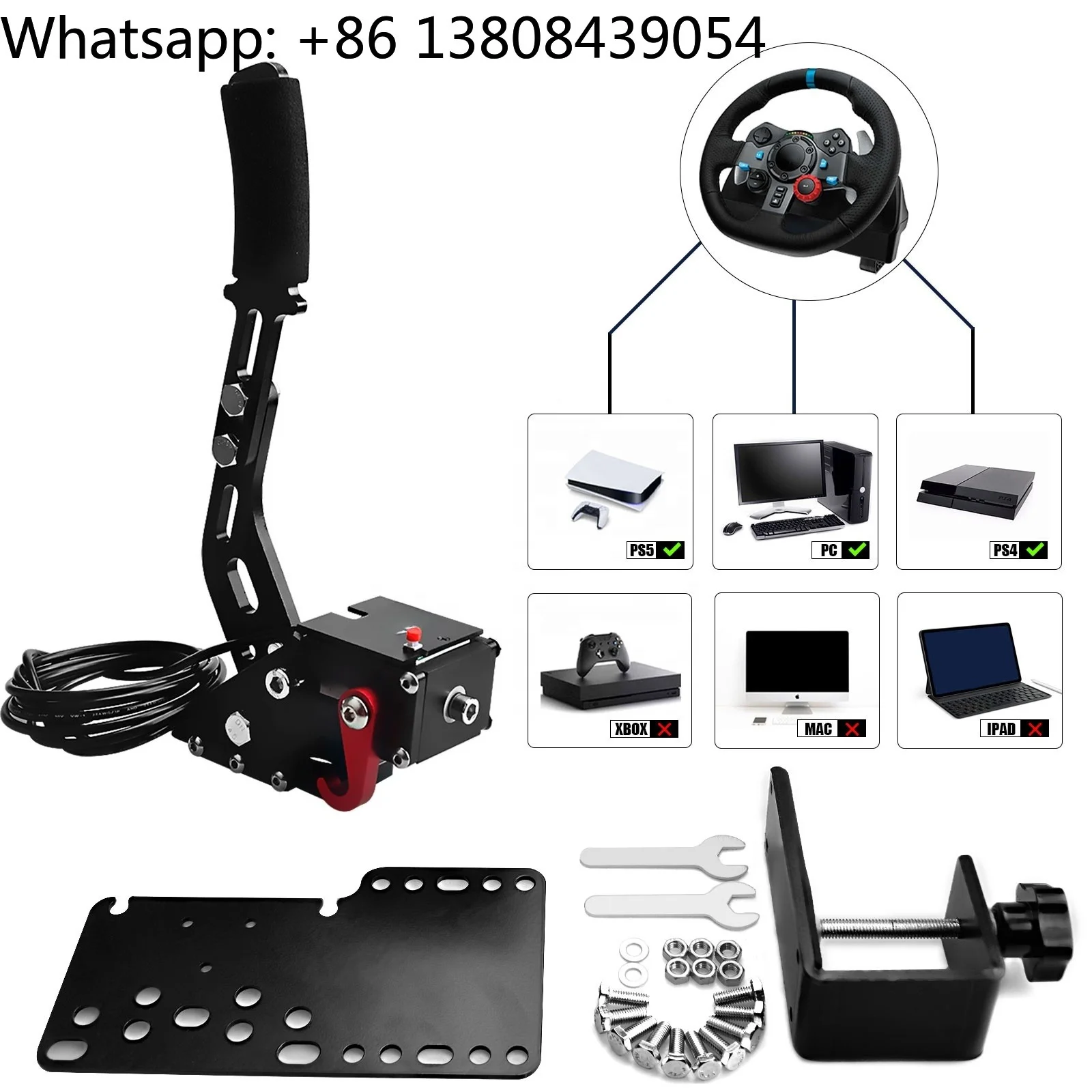 PS*5 PC USB Handbrake for SIM Auto Racing Games G25/G27/G29 T500 Steel & Aluminum RALLY Adjustable for PC Windows DIRT RALLY
