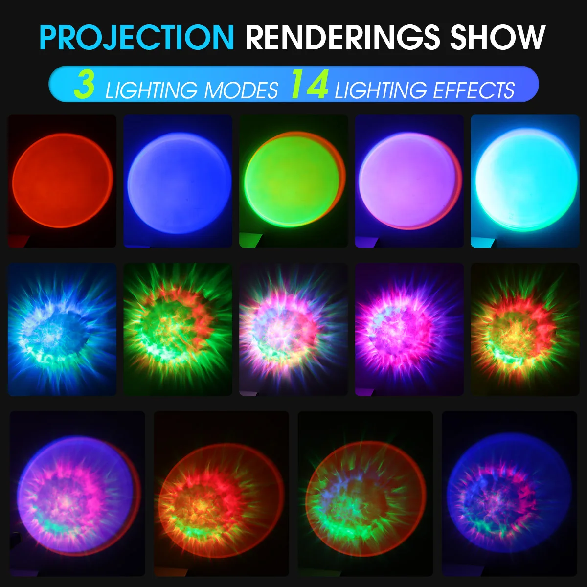 Smart Night Light with Sunset Lamp, 3 Modes & 14 Effects, USB Galaxy Projector with Timer and Remote Control for Bedroom Decor