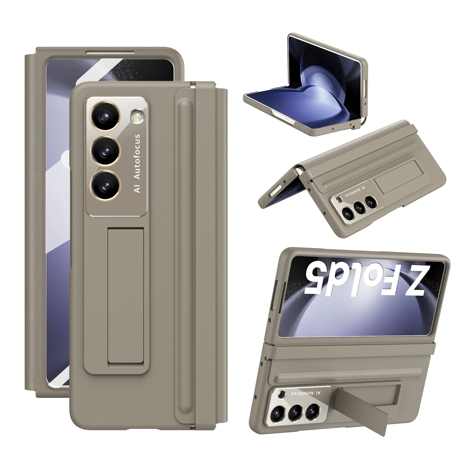 

Чехол-книжка из экокожи с откидной ножкой и полным покрытием для Samsung Galaxy Z Fold 5 4, защитный стеклянный чехол с откидной крышкой 9H