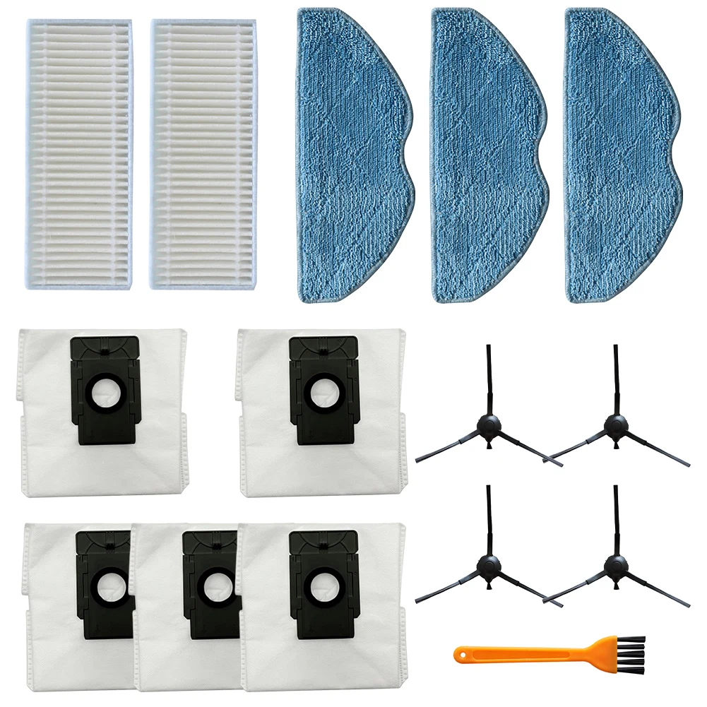 Multi Purpose Filter Mop Cloths and Dust Bags with Side Brushes for EZVIZ RE4 Plus RE5 Plus Effective Floor Care