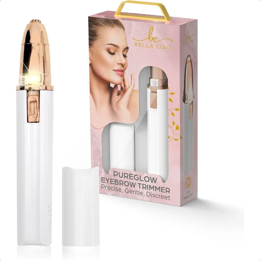 

Pureglow Eyebrow Trimmer for Women Builtin LED Light for AllOver Precision Facial Hair Removal for Women Face Ear and Nose Hair