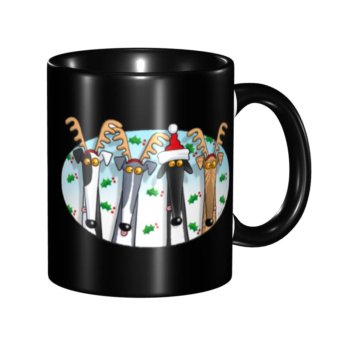 DIY Greyhound Whippet Sighthound Dog Ceramic Mugs Personalized Cartoon Animals Coffee Cups Creative Gift