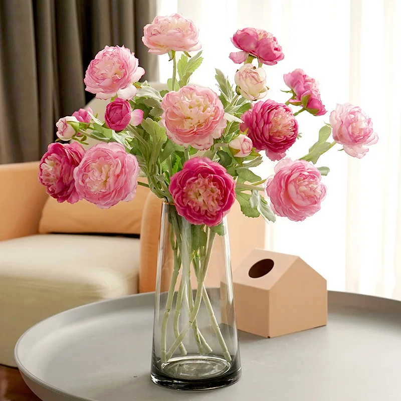 

Ranunculus Artificial Flowers Fake Peonies Flowers Faux Flower Bouquets Arrangement for Wedding Bride Centerpiece Floral Party