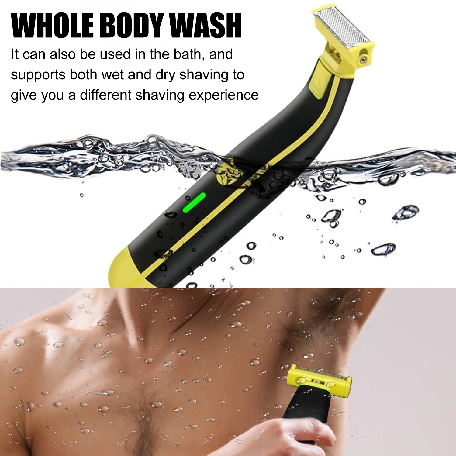 Full Body Washed Wet And Dry Shaver Men\'s Electric Shaver Waterproof Rotary Facial Shaver Body Groomer Shaver USB Rechargeable