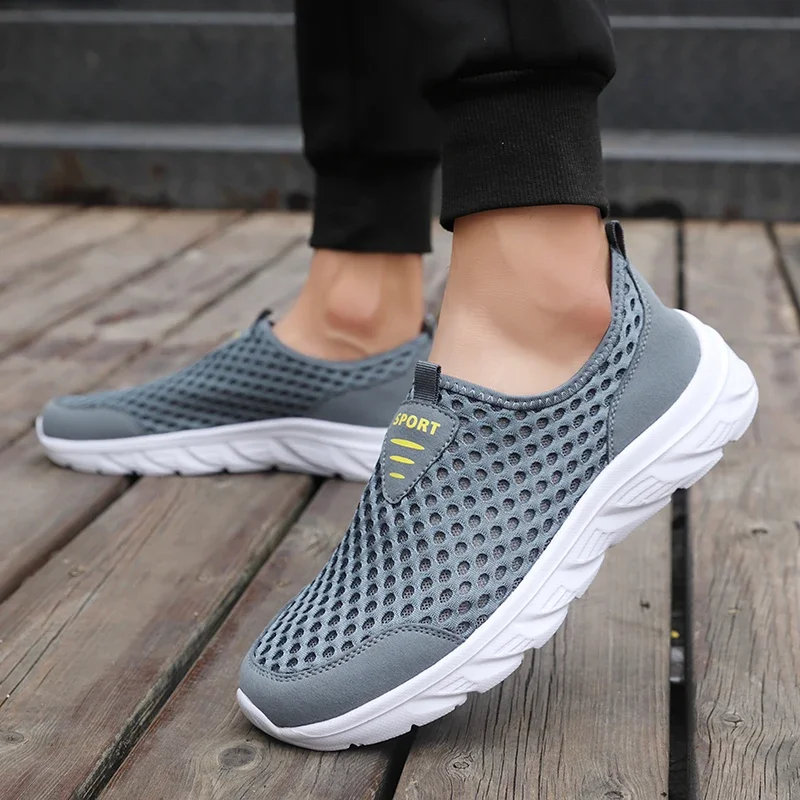 Men's Sneakers Summer Fashion Mesh Hiking Shoes with Breathable Outdoors Lightweight Hooded Casual Tennis Sneakers Large Size