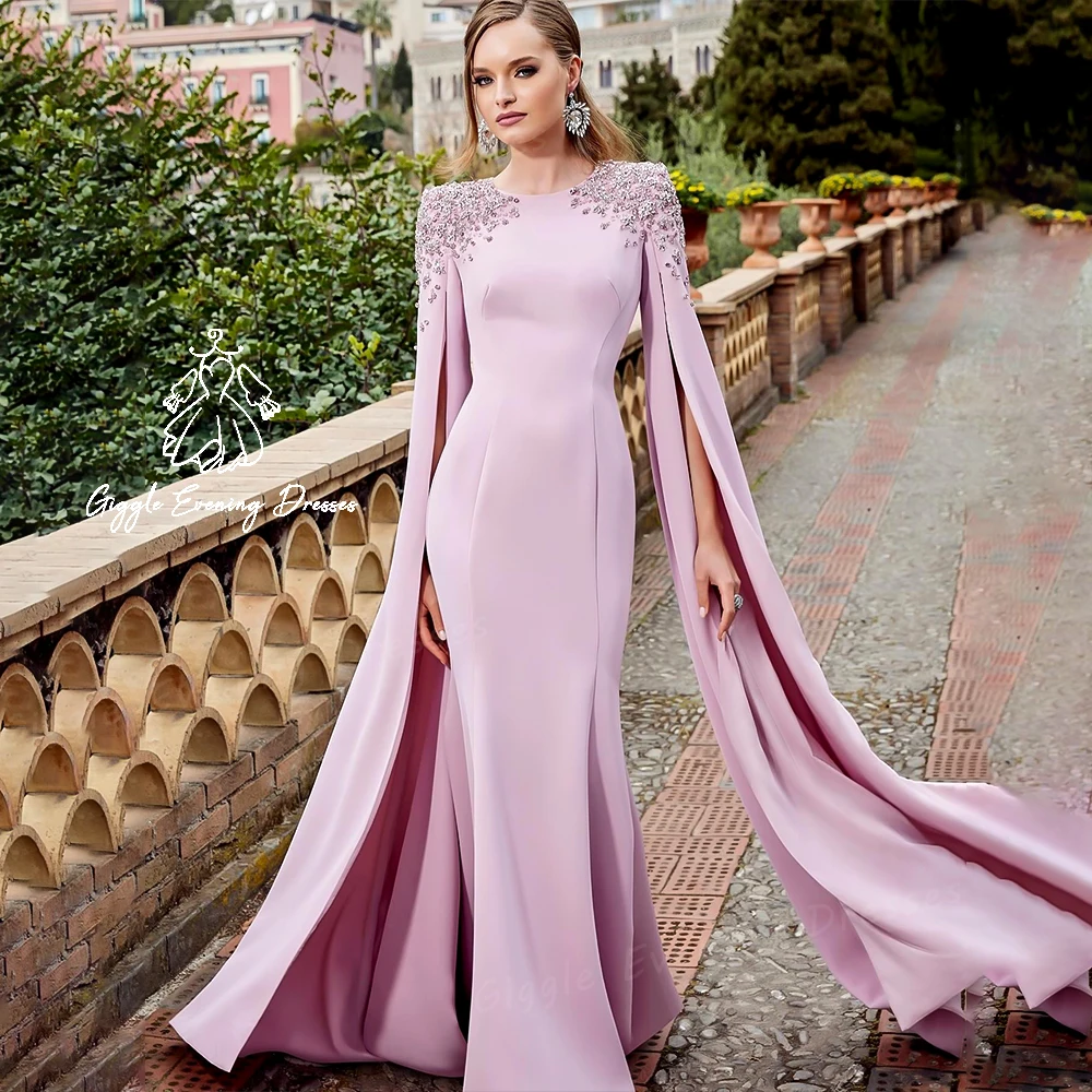 Giggle Crepe luxury beads Arabia Floor-Length elegant party dresses woman 2024 Mermaid Close-fitting Evening Gown فساتين سهرة